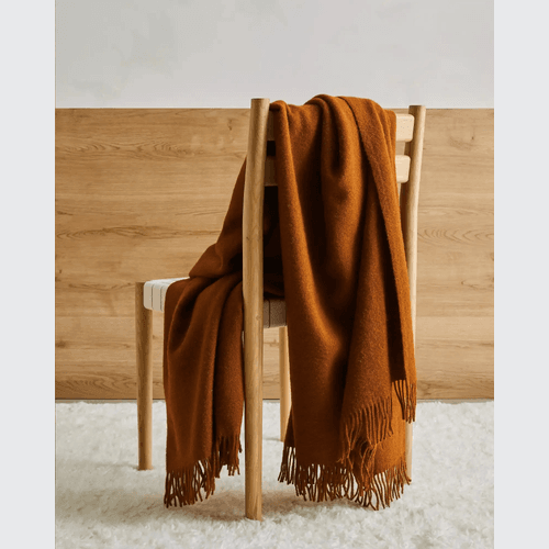 Weave Home Nevis Throw Blanket - Spice | NZ Lambswool