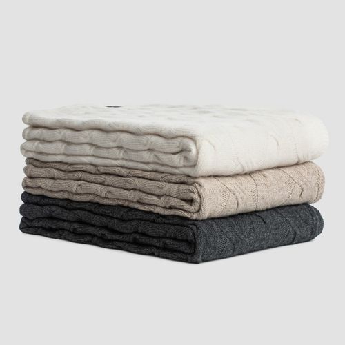 Chunky Cable Angora & Merino Wool Throws