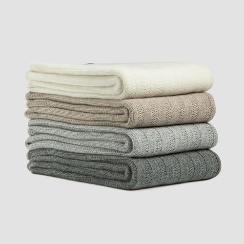 Chunky Rib Angora & Merino Wool Throws
