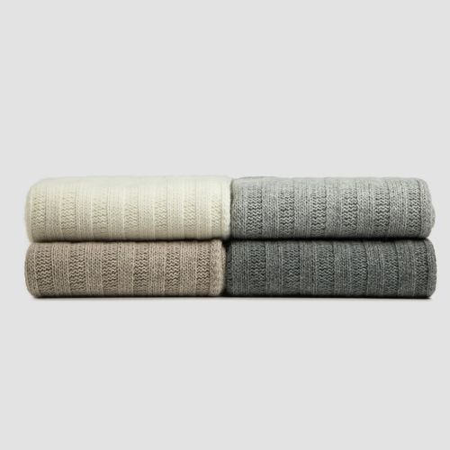 Chunky Rib Angora & Merino Wool Throws
