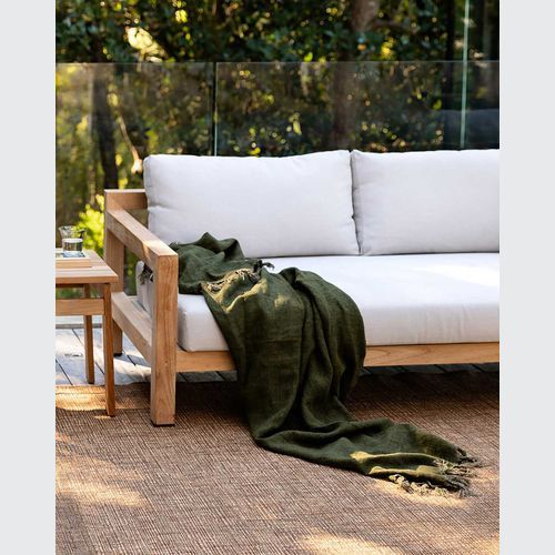 Baya Millhouse Throw - Winter Moss | 100% Linen