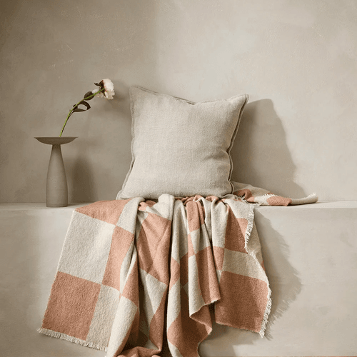 Baya Winton Throw - Coral | Wool/Cotton Blend