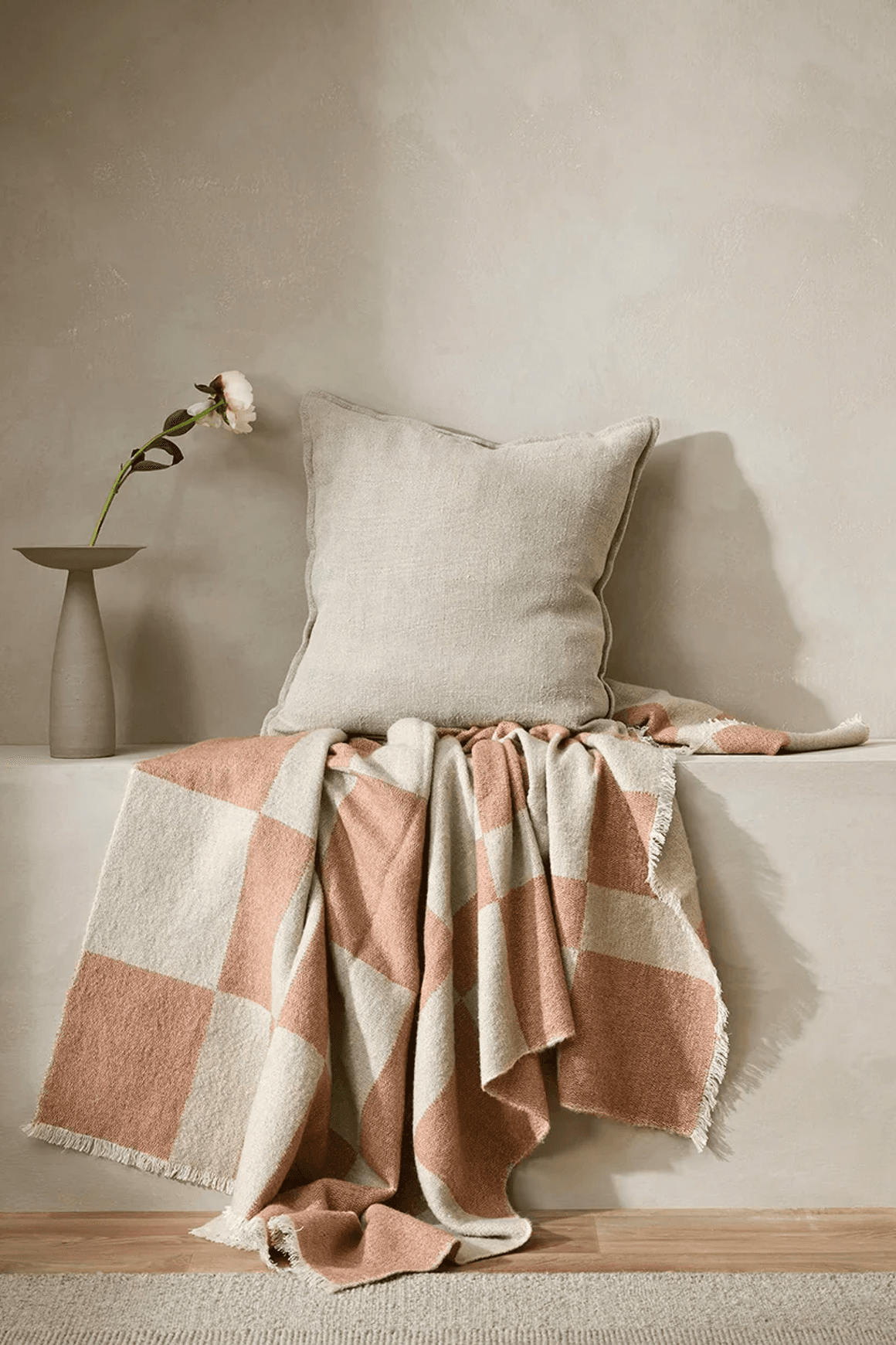 Baya Winton Throw - Coral | Wool/Cotton Blend