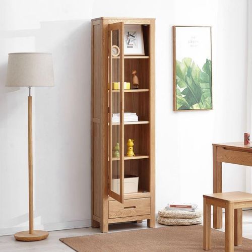 Humbie Solid Oak Slim Display Cabinet