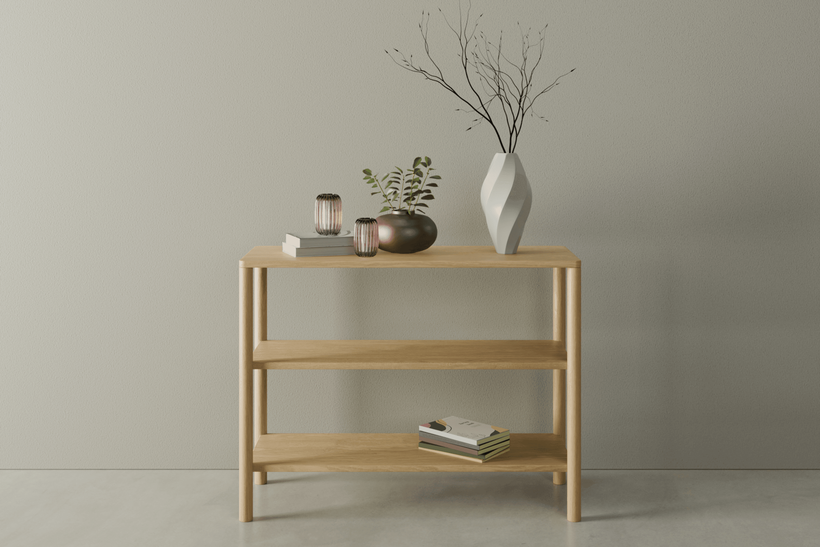 Nordica Bookshelf - 2 Tier Solid Oak (small)
