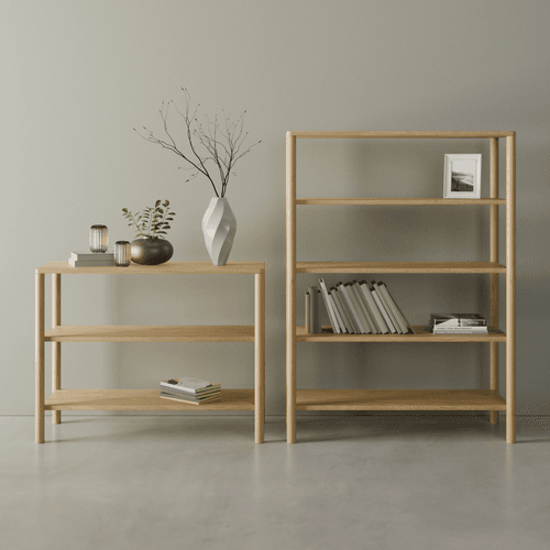 Nordica Bookshelf - 2 Tier Solid Oak (small)