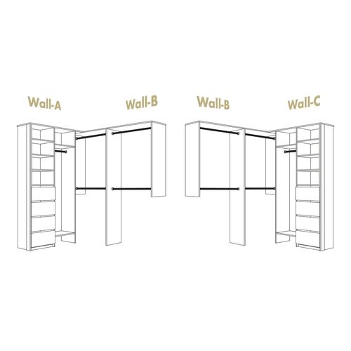 U-Shape Walk In Wardrobe With Drawers Flatpack