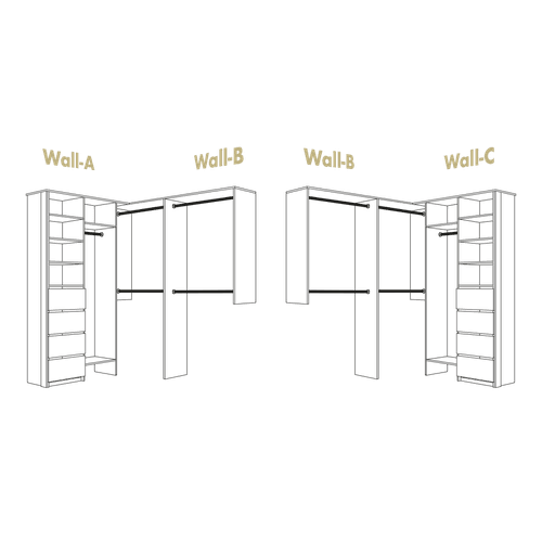 U-Shape Walk In Wardrobe With Drawers Flatpack