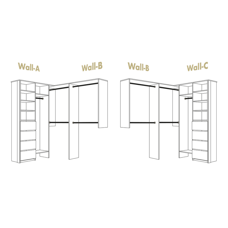 U-Shape Walk In Wardrobe With Drawers Flatpack