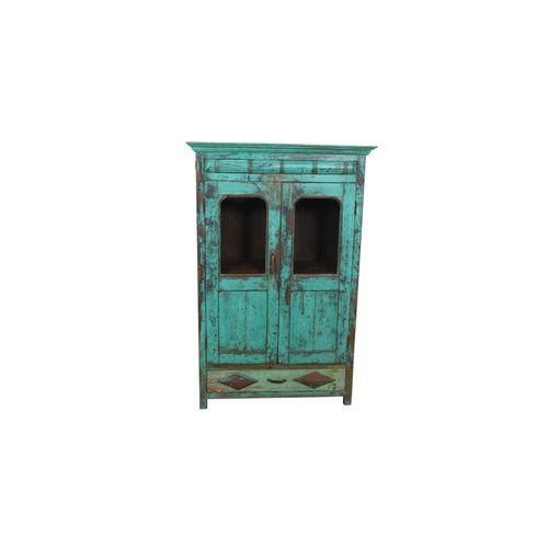 Original Wood and Glass Display Cabinet - Cobalt