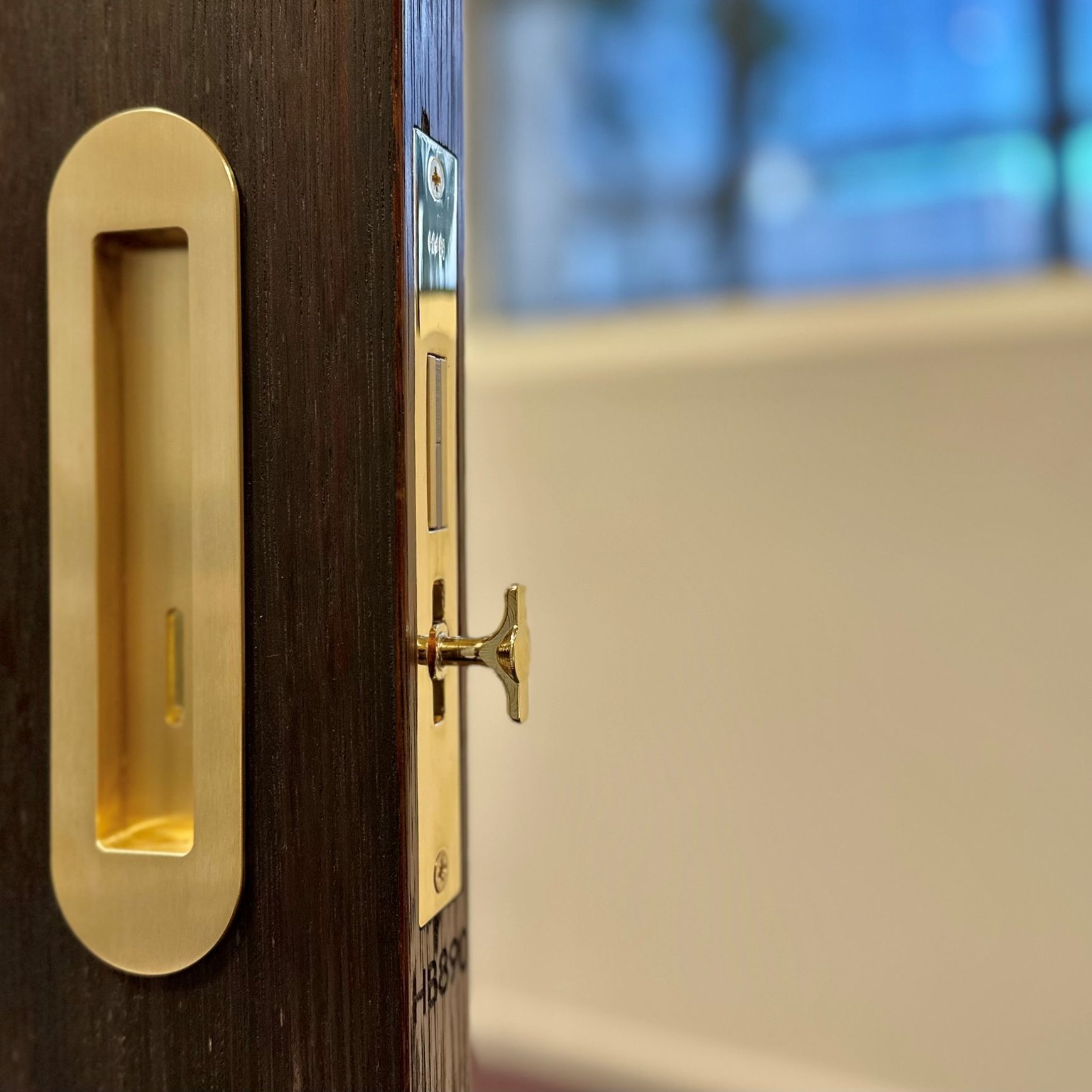 HB890 Brass Soft Edge Privacy Lock for Sliding Doors