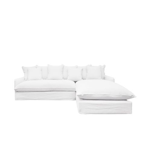 Lotus Slipcover 2.5 Modular Sofa + RH Chaise - White