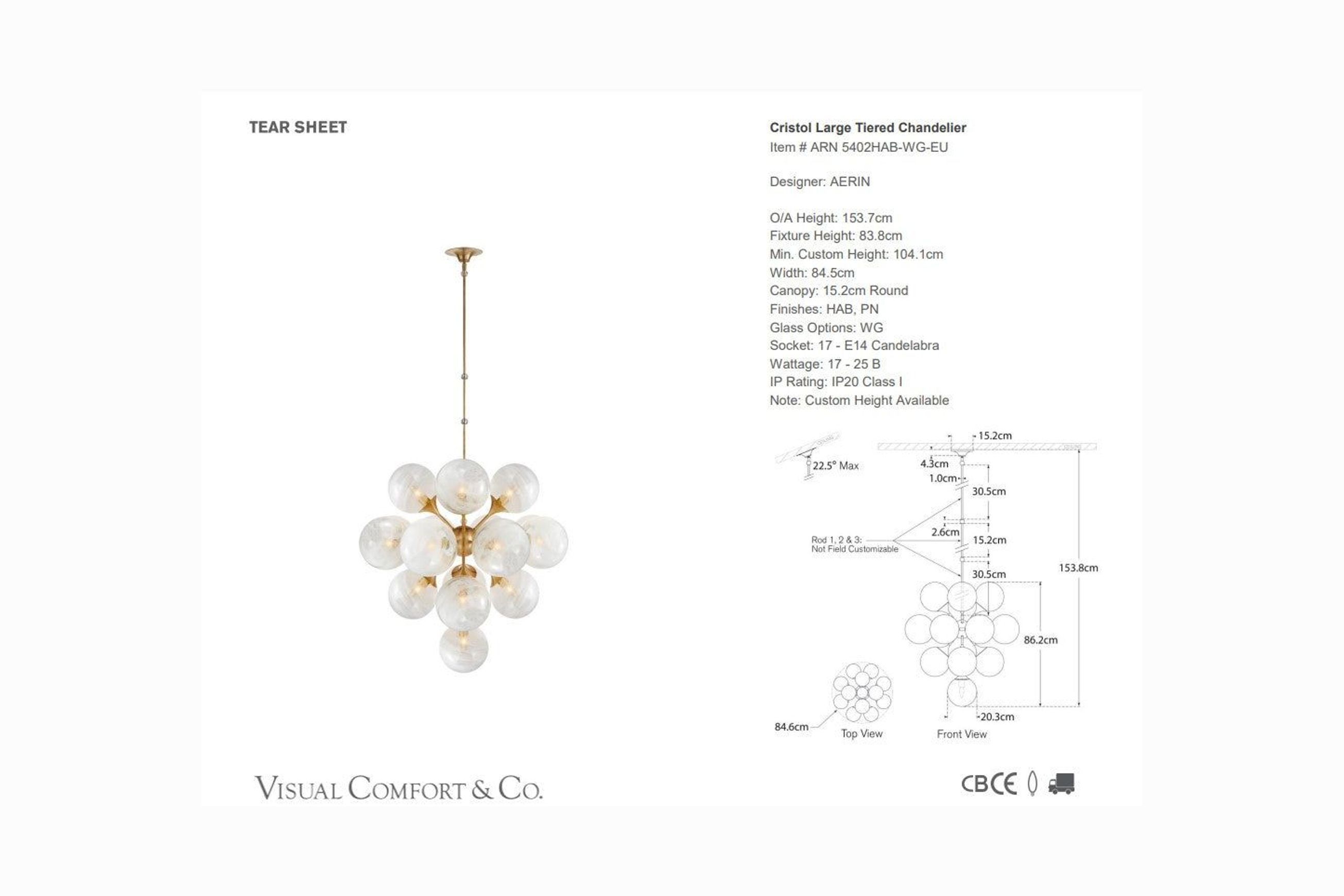 Visual Comfort AERIN Cristol Large Tiered Chandelier