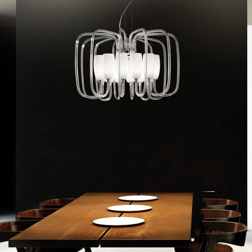 Modern Glass Chandelier 9 LED Lights Suspended