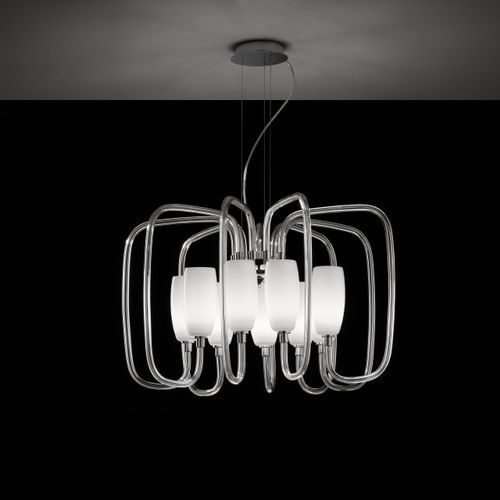 Modern Glass Chandelier 9 LED Lights Suspended