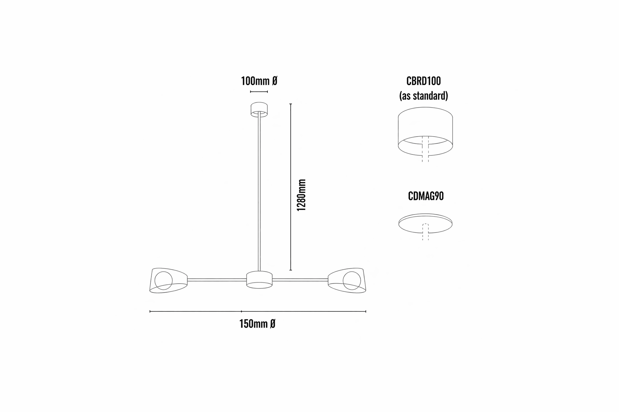 Morgana Chandelier 2 Spoke dimensions