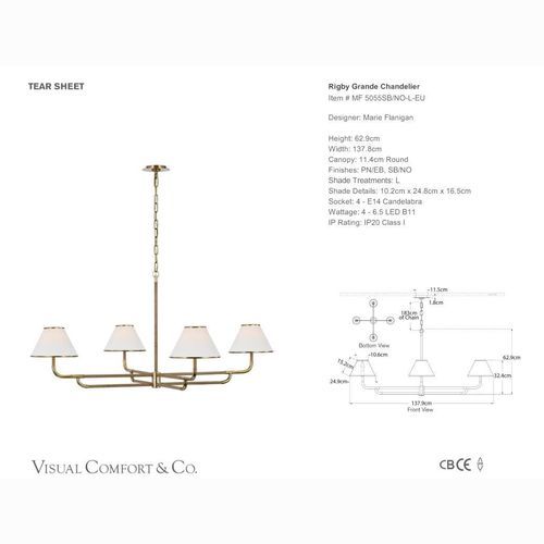 Visual Comfort Marie Flanigan Rigby Grande Chandelier