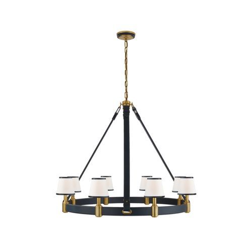 Riley Large Ring Chandelier – Brass and Navy