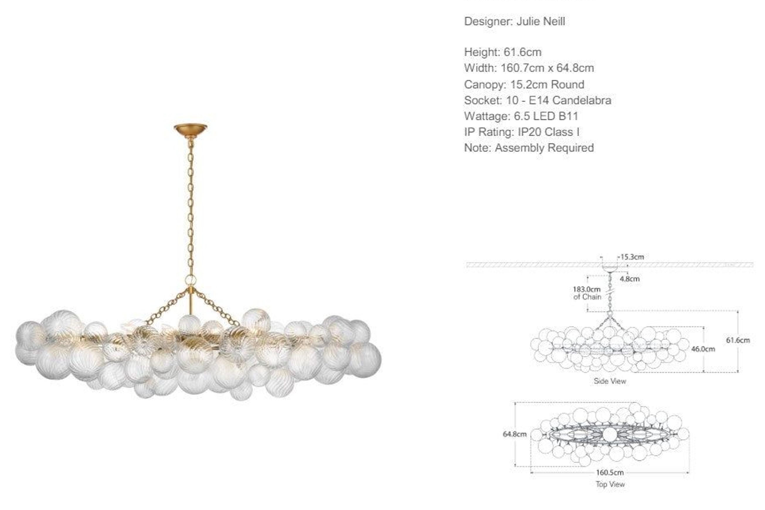 Visual Comfort Julie Neill Talia Linear Chandelier