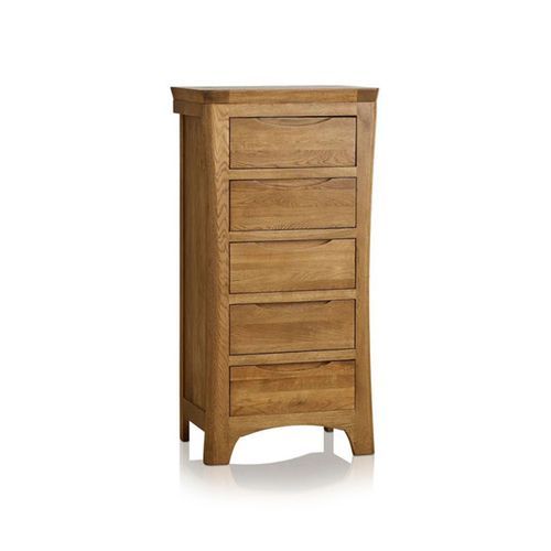 Renwick Rustic Solid Oak Tall 5 Drawer Chest