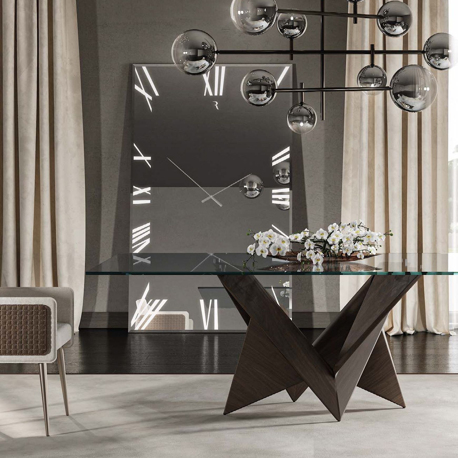Titanium Rectangle Mirrored Clock