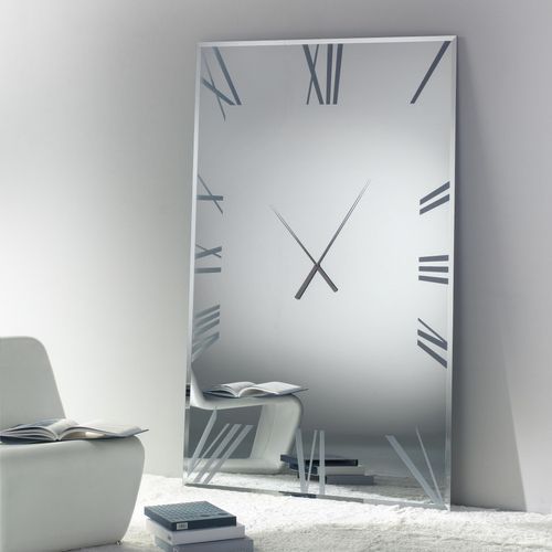 Titanium Rectangle Mirrored Clock