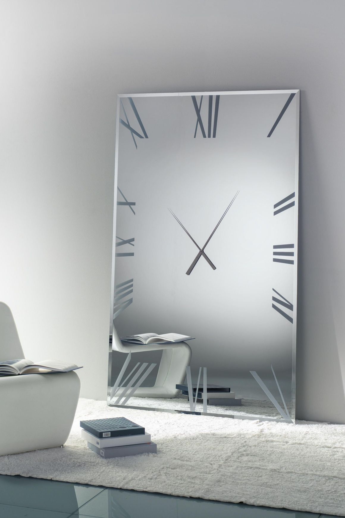 Titanium Rectangle Mirrored Clock