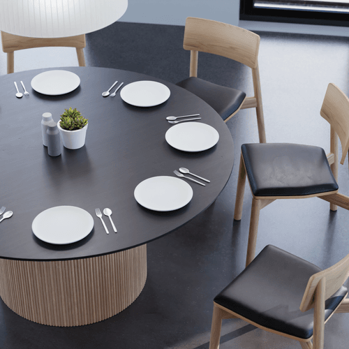 Poppy table - Natural Base Black Top