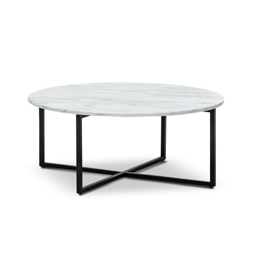 Ellie Marble Round Coffee Table | White & Black