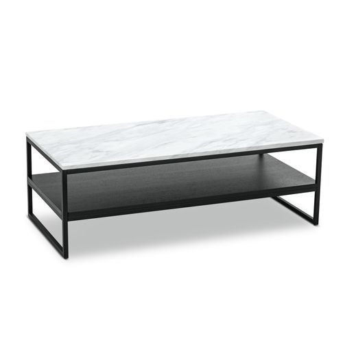 Ebonie White Marble Rectangular Coffee Table | Black