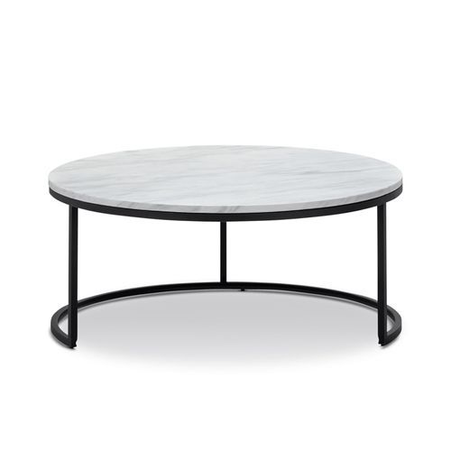 Khloe White Marble Round Nest Coffee Table | Black