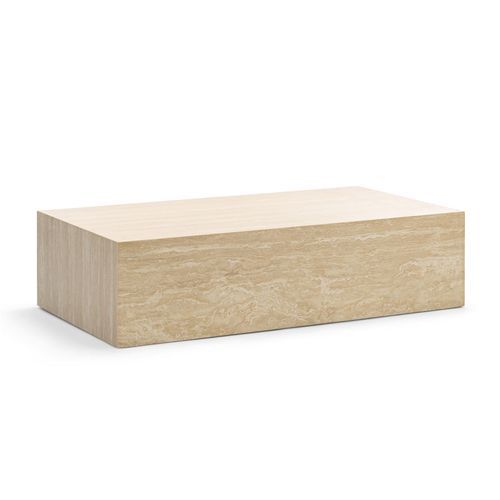 Cubie Large Plinth Coffee Table | Cream Travertine
