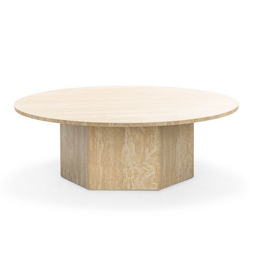 Hexica 100cm Round Coffee Table | Cream Travertine