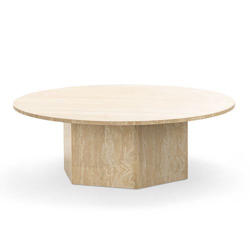 Hexica 100cm Round Coffee Table | Cream Travertine