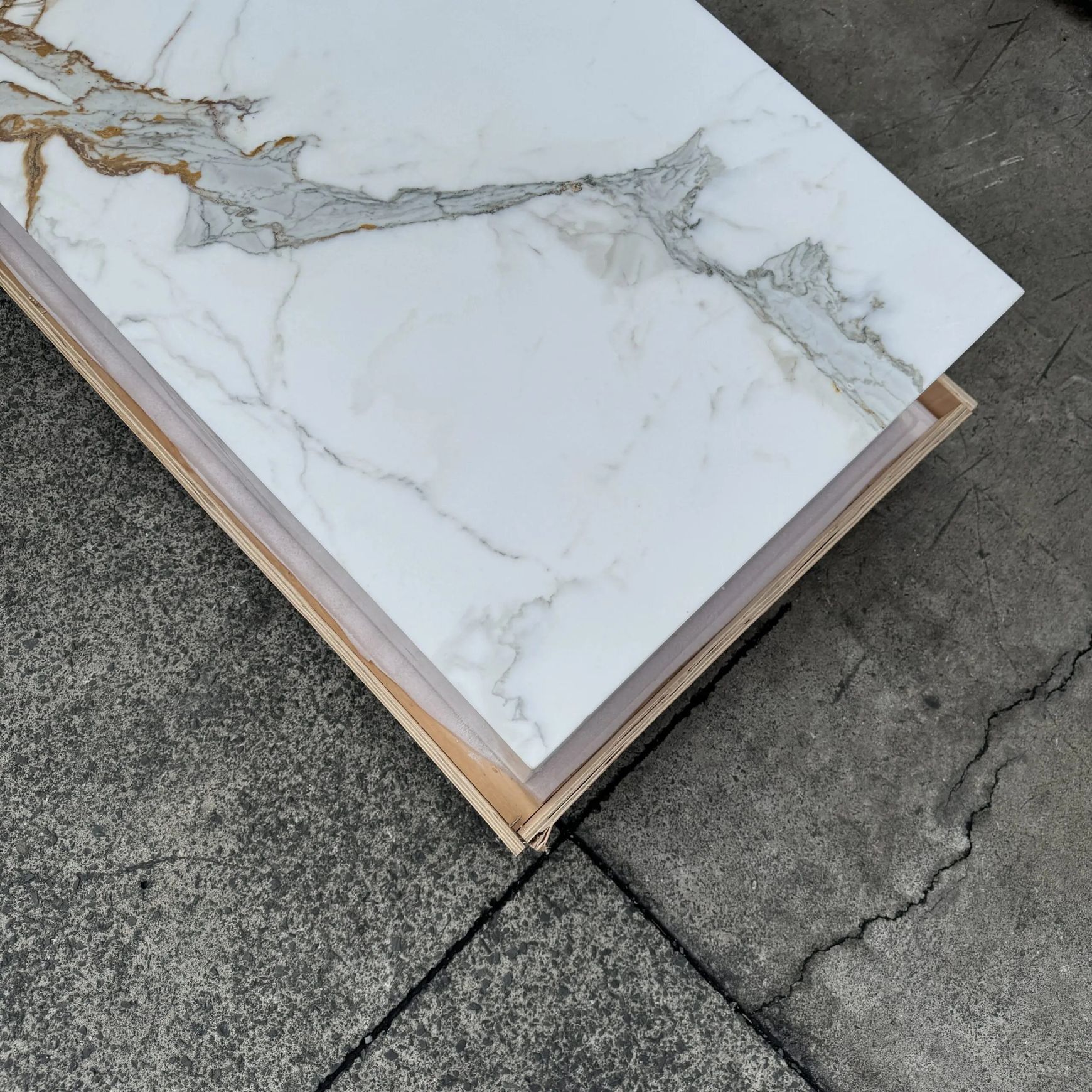 Block Coffee Table/Gold Calacatta-Small | Natural Stone Co.