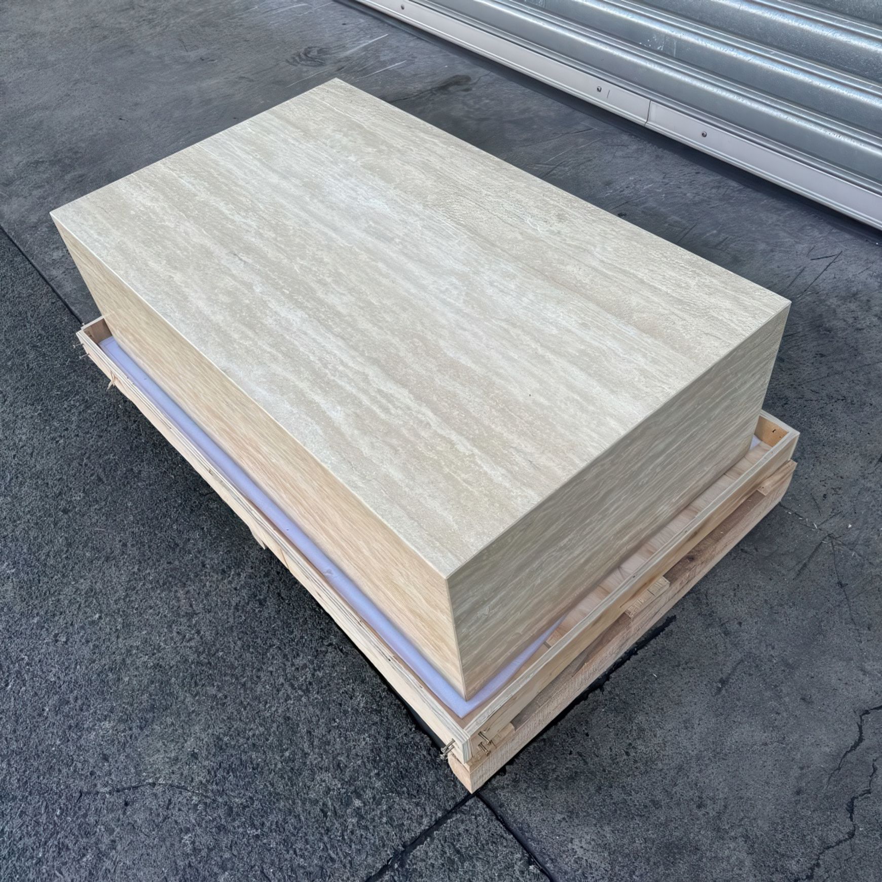 Block Coffee Table/Vein Cut Travertine -Small | Natural Stone Co.