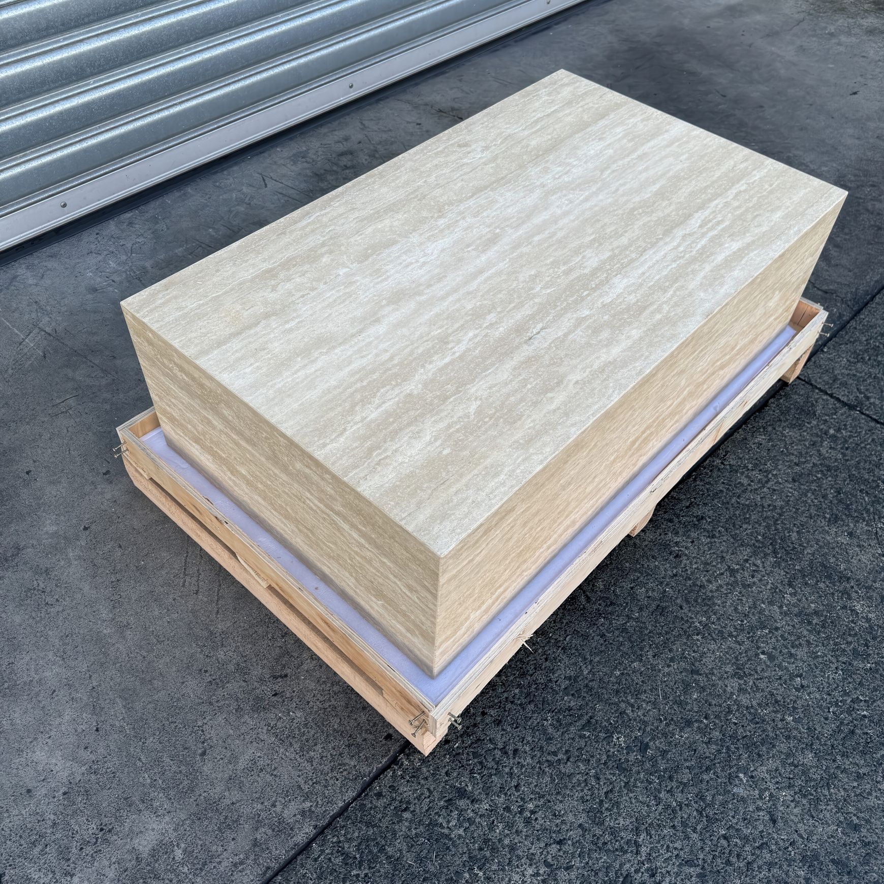 Block Coffee Table/Vein Cut Travertine -Small | Natural Stone Co.