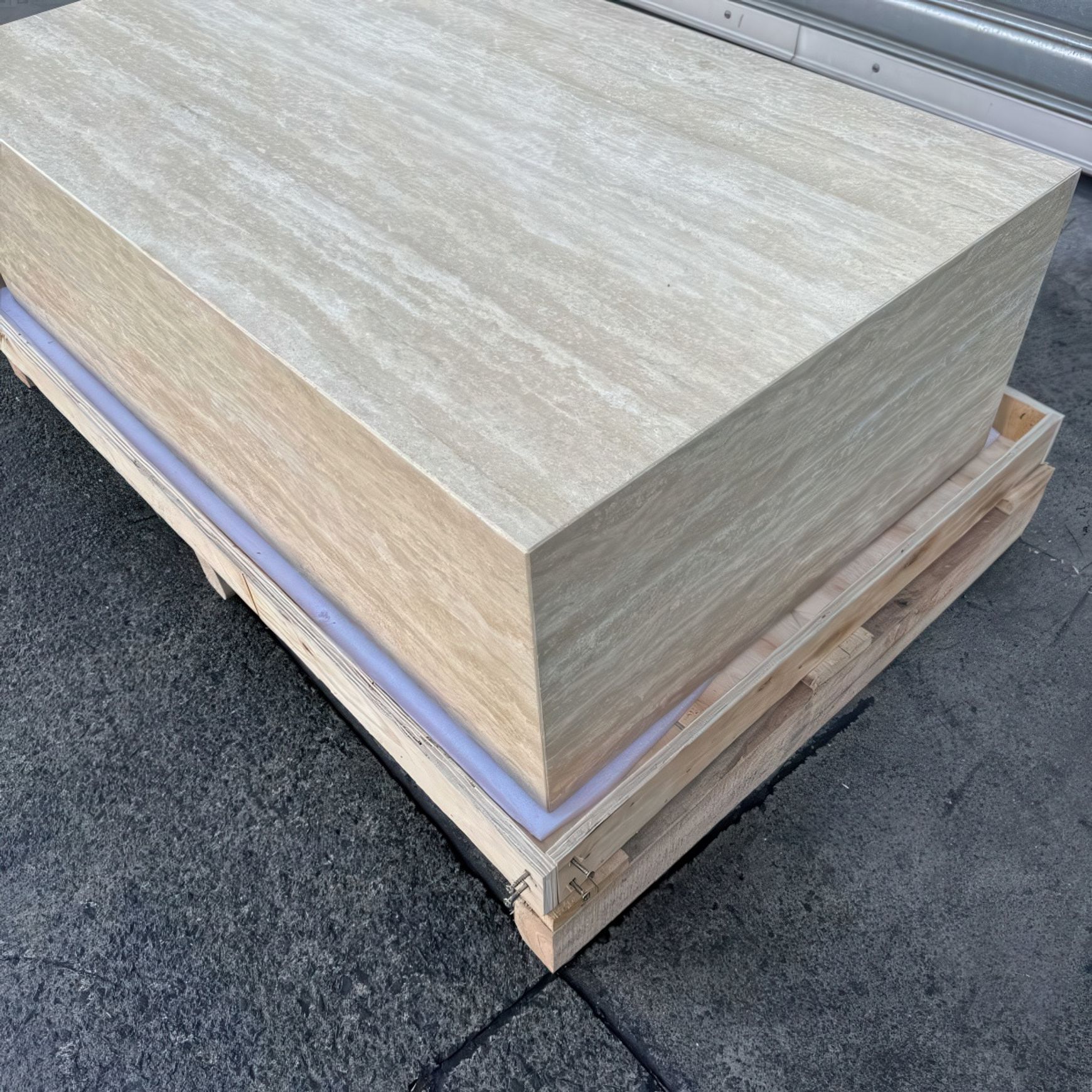 Block Coffee Table/Vein Cut Travertine -Small | Natural Stone Co.