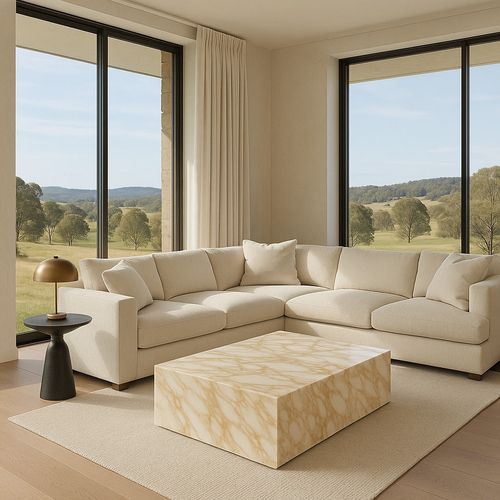Block Coffee Table - New Gold Calacatta | Natural Stone Co.