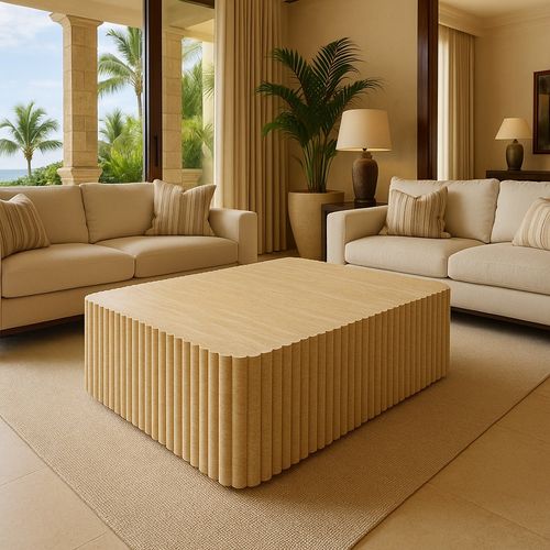 Fluted Block Table - Veincut Travertine | Natural Stone Co.