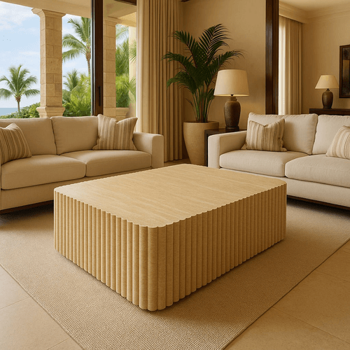 Fluted Block Table - Veincut Travertine | Natural Stone Co.