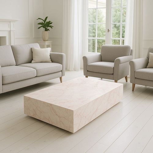 Block Coffee Table - Cream Rosa Marble - Large | Natural Stone Co.