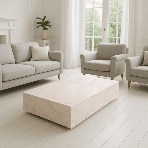 Block Coffee Table - Cream Rosa Marble - Large | Natural Stone Co.