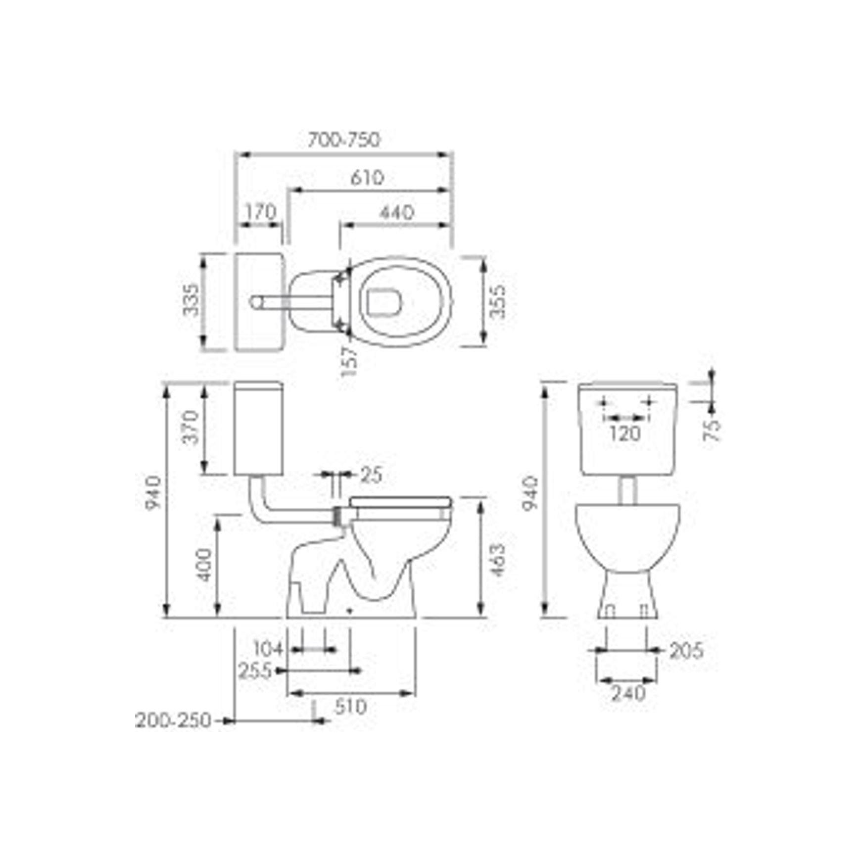 RAK Bella Accessible Link Toilet Suite dimensions