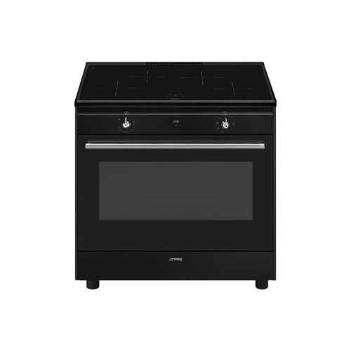 90cm Free Standing Black Upright Induction Hob - Matte Black