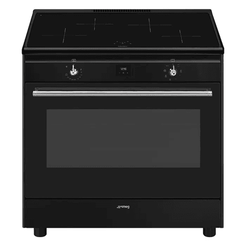 90cm Free Standing Black Upright Induction Hob - Matte Black