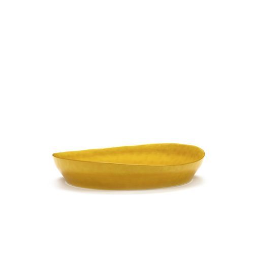 Feast Serving Plate Sunny Yellow Swirl - Dots Black