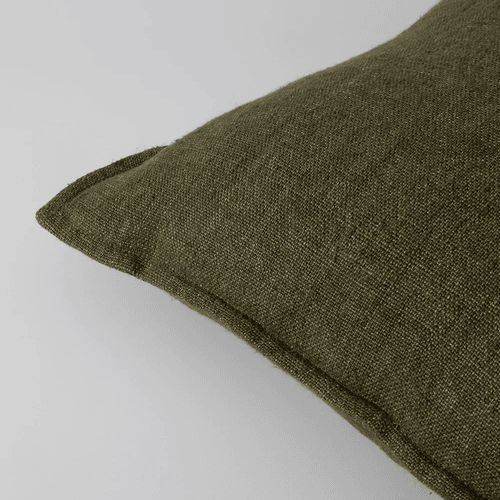 Baya Flaxmill Handwoven Linen Cushion - Winter Moss | Two Sizes