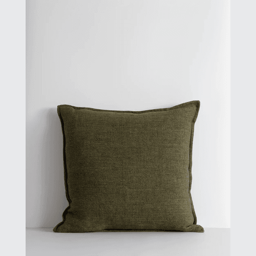 Baya Flaxmill Handwoven Linen Cushion - Winter Moss | Two Sizes