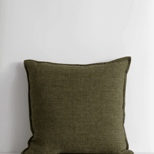 Baya Flaxmill Handwoven Linen Cushion - Winter Moss | Two Sizes